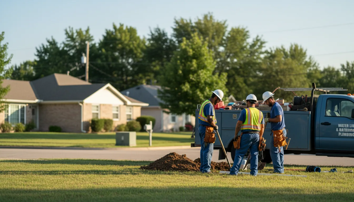 Residential water line and bathroom plumbing service in Shidler, OK